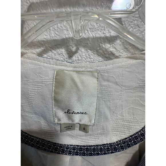 Elevenses Anthropologie Striped Linen Blend Belted Coat Jacket Blue White Sz S - Picture 3 of 6